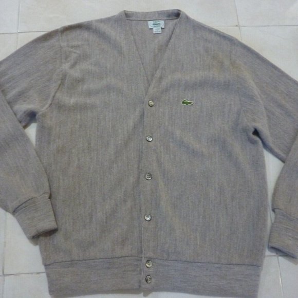 IZOD LACOSTE Other - Vintage Izod Lacoste Sweater Mens Large L USA Made Button Front GREY